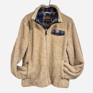 Pendleton Tan Sherpa Fleece Zip-Up Sweater